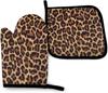 Cool Cheetah Leopard Oven Mitts and Pot Holders Heat Resistant Oven Gloves Safe Cooking Baking Grilling