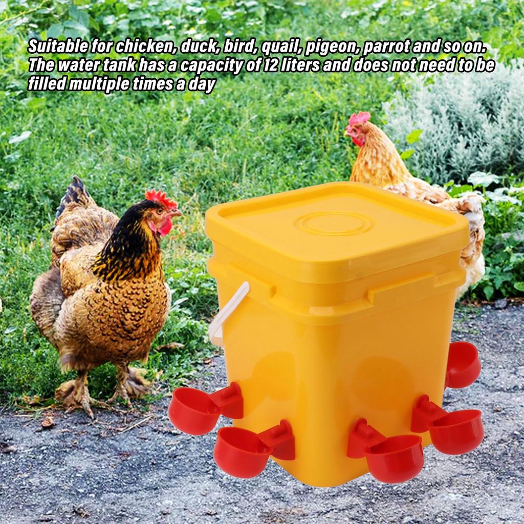Automatic Poultry Drinking Bowl Automatic Chicken Waterer Cup with 12L Handheld Barrel Poultry Drinking Equipemnt for Goose Duck