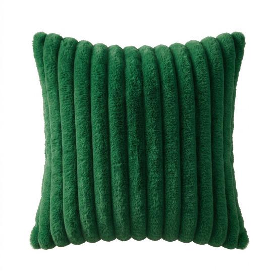 Imitation Rabbit Fur Pillowcase, Soft Plush Vertical Strip Design Throw Pillow Case, Decorative Cushion Cover for Sofa Bed Chair