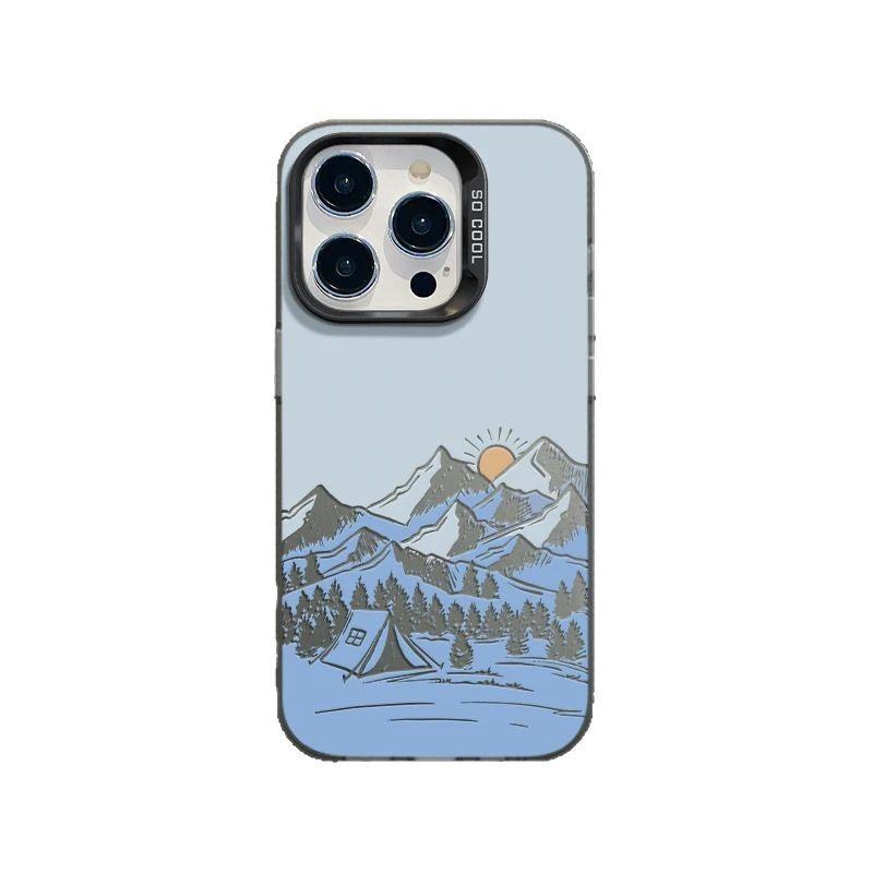Snow Mountain Sunrise for Apple 16/17promax Mobile Phone Case iPhone 15 Europe and America 13 Color Silver 12 Scenery 14