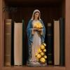 USB Garden Light Blessed Mother Statue with Flower Lamp Virgin Mary Ornament Weather-Resistant Glowing Rose Decorative for Outdoor Ambient