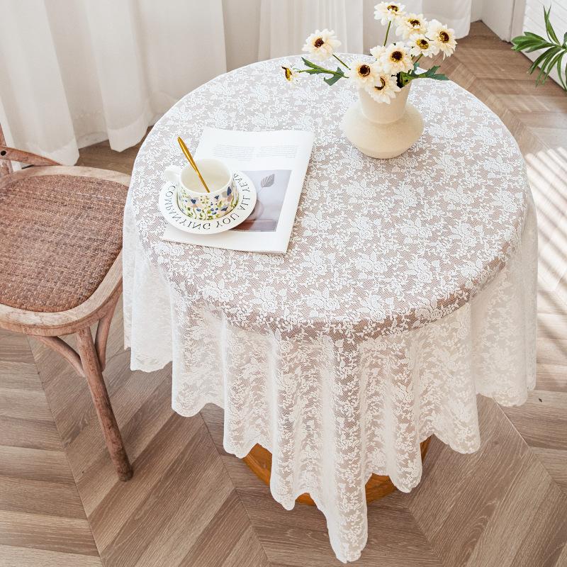 Wave Lace Hollow Tablecloth French Pastoral Piano Dust Cover Cloth Vintage Art Restaurant Decorative Cover for Home Parties Taplak Meja Cutwork