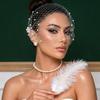 French Style Birdcage Veil Pearl Wedding Headdress Elegant Bride Veils Banquet Event