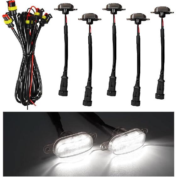 4PCS Car Grille Lights, Bright Amber LED Grill Lights With Wiring Harness, Waterproof Front Grill Trim Lamps, Vehicle Exterior Grille Lamps