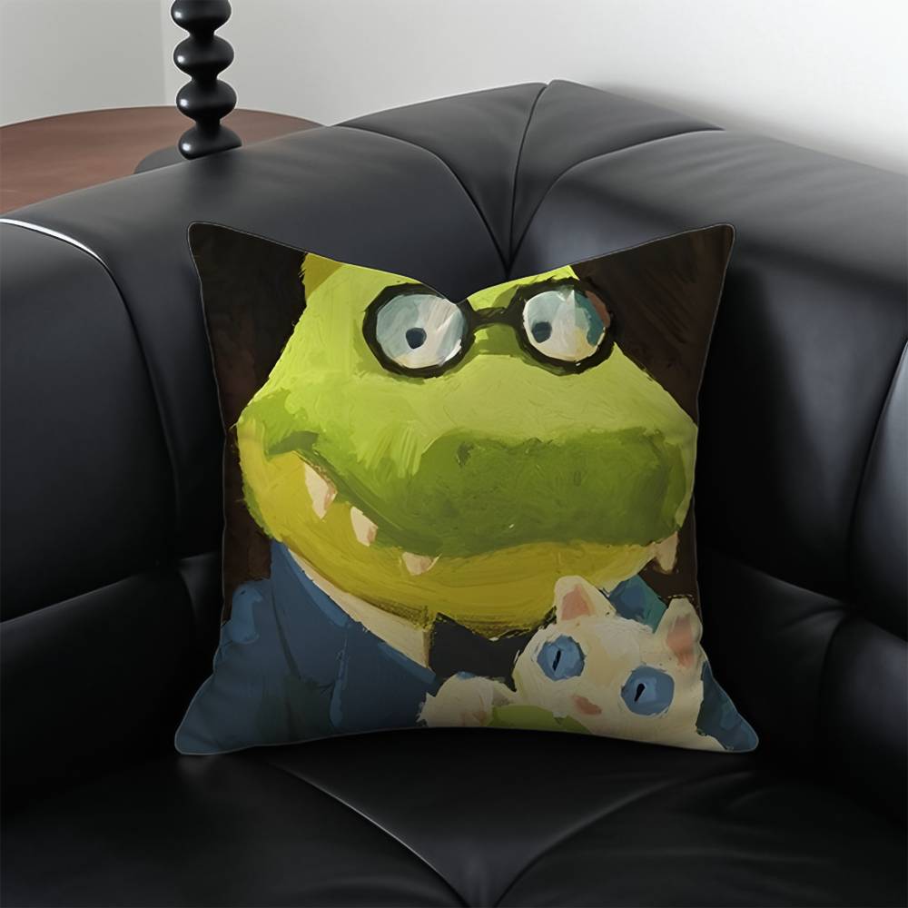 Cartoon Character P-Party Animals Pillow Case Anti-dustmite Pillowcase Invisible Zipper Silky Short Plush Sofa Cushion Cover