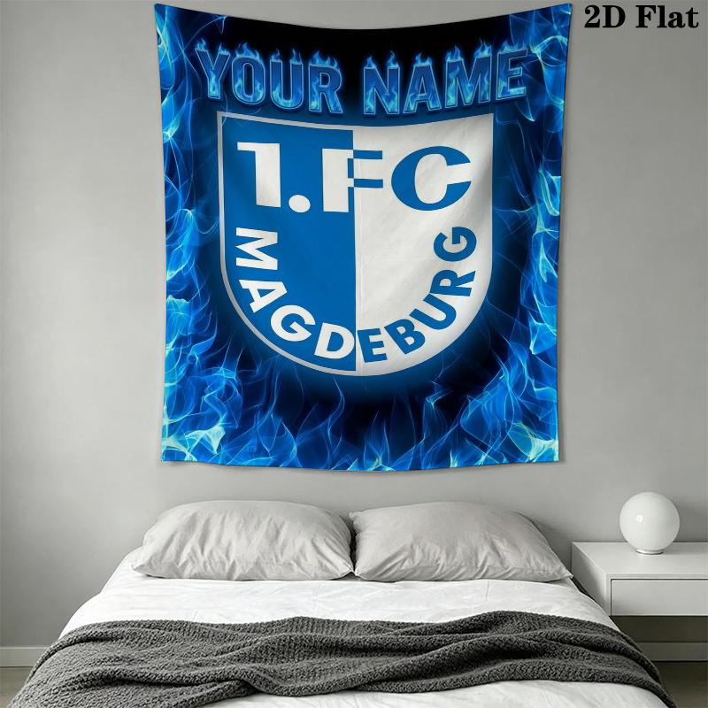Custom Name FC Magdeburg Wall Tapestry Aesthetic Wall Hanging Printed Fabric Blanket Decorative Tapestries for Bedroom Living Room Home Decor