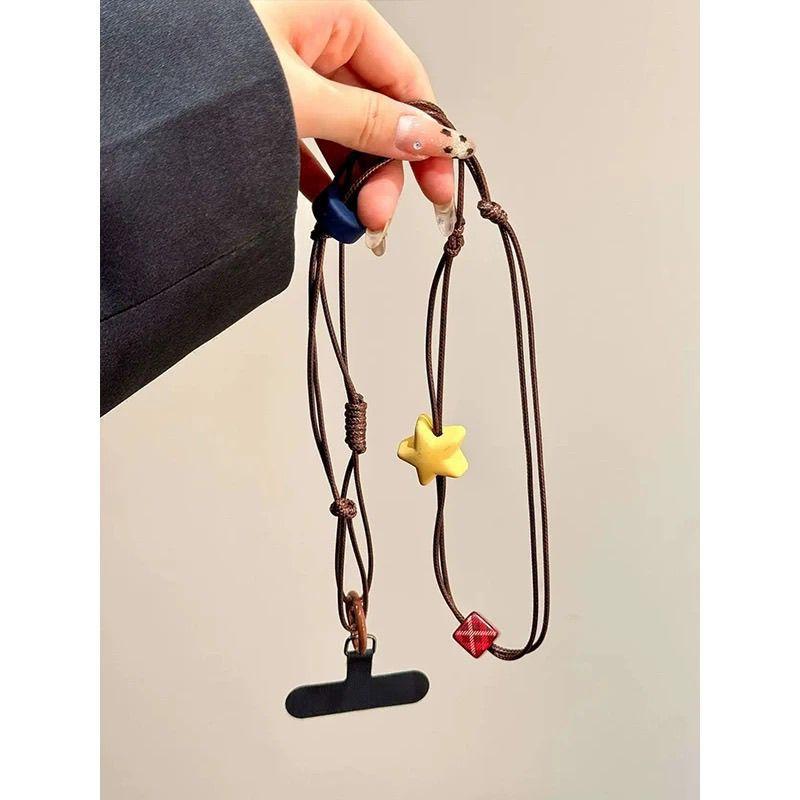 Original Button Wooden Phone Lanyard Vintage Design Handmade Beaded High-Value Phone Chain