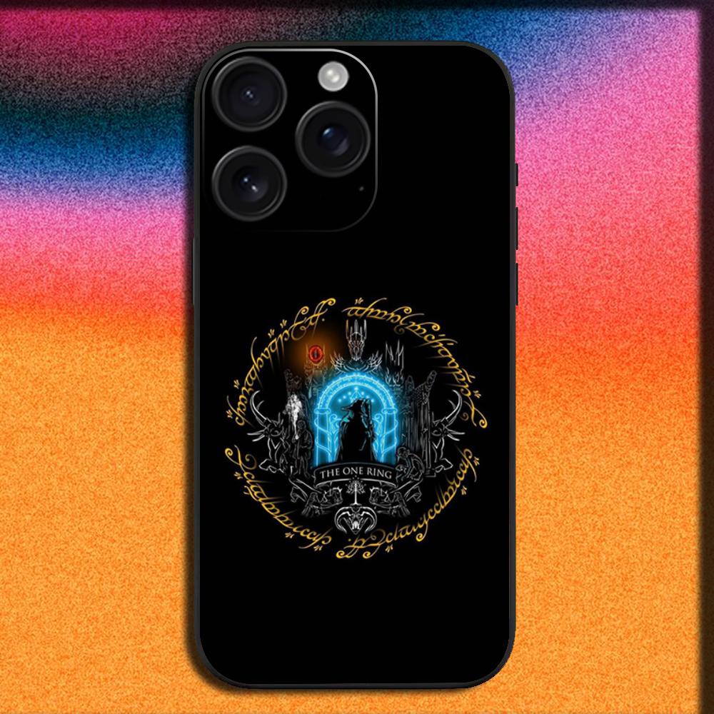 The Lord of the R-Rings Map Phone Case For iPhone 16,15,14,13,12,11,Pro,XS,Max,XR,Plus,SE,Mini Soft Black Cover