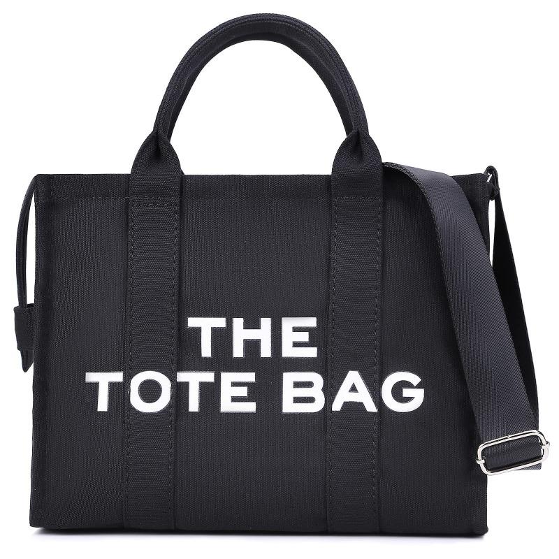 New Women's Bag Canvas Pu Solid Color Letter Tote Bag Simple Casual Large Capacity Handbag Shoulder Bag Women