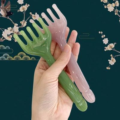 Massaggiatore per la testa in resina, cuoio capelluto, Gua Sha per il massaggio del corpo, del collo e delle gambe, bastoncino raschiante per la testa a cinque artigli, massaggio con artigli raschianti