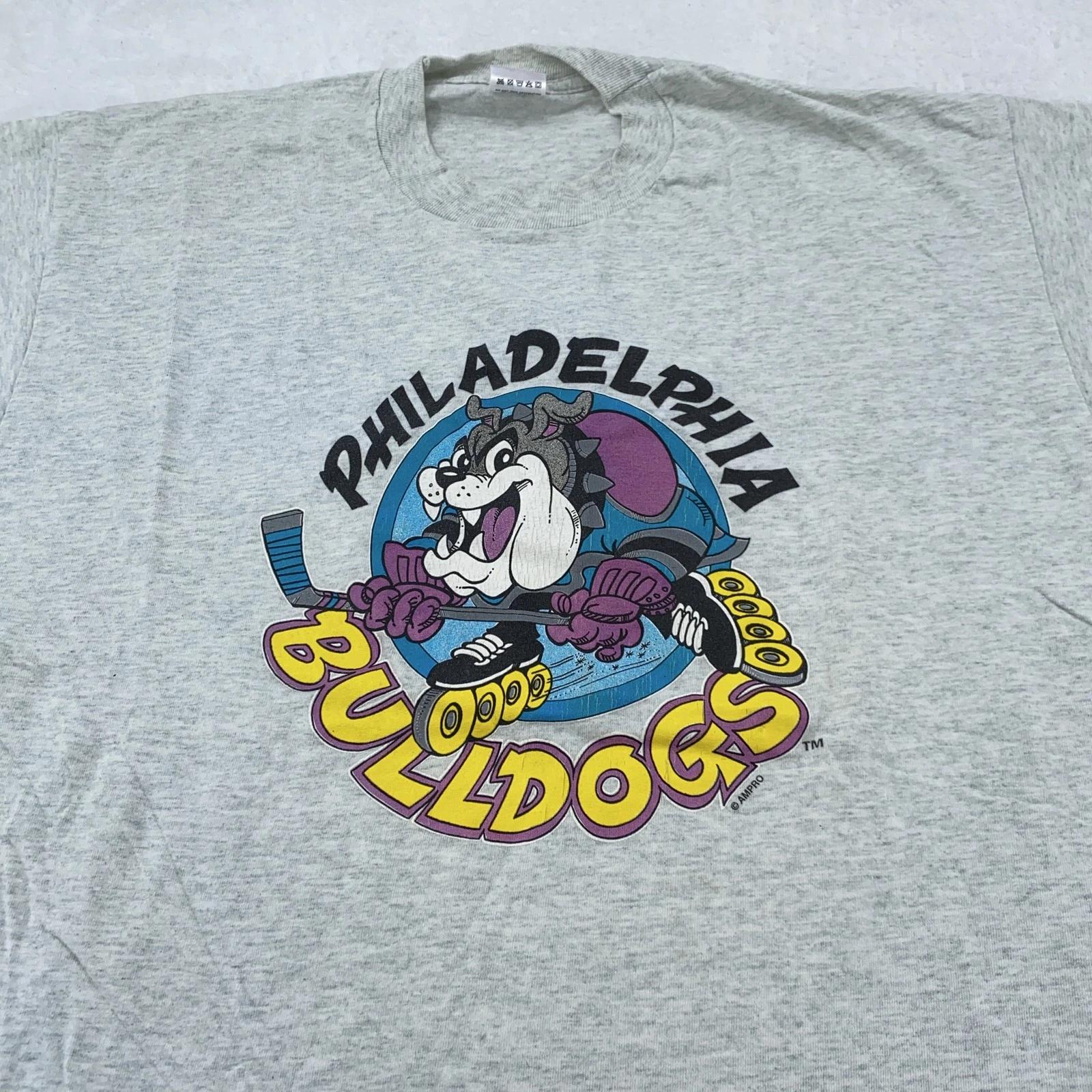 

Vintage 90s Philadelphia Bulldogs Inline Hockey Shirt Mens XL Roller Cartoon Tee 2XL