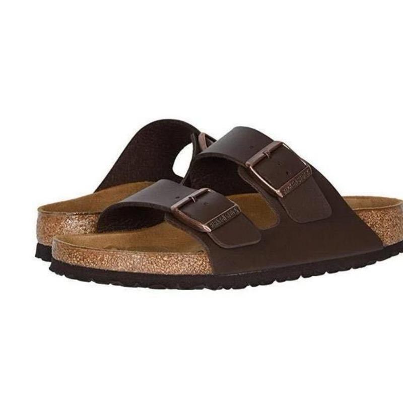 New Thick-soled Belt-buckle One-shoulder Slippers for Women, Large-sized Flat One-shoulder Shoes