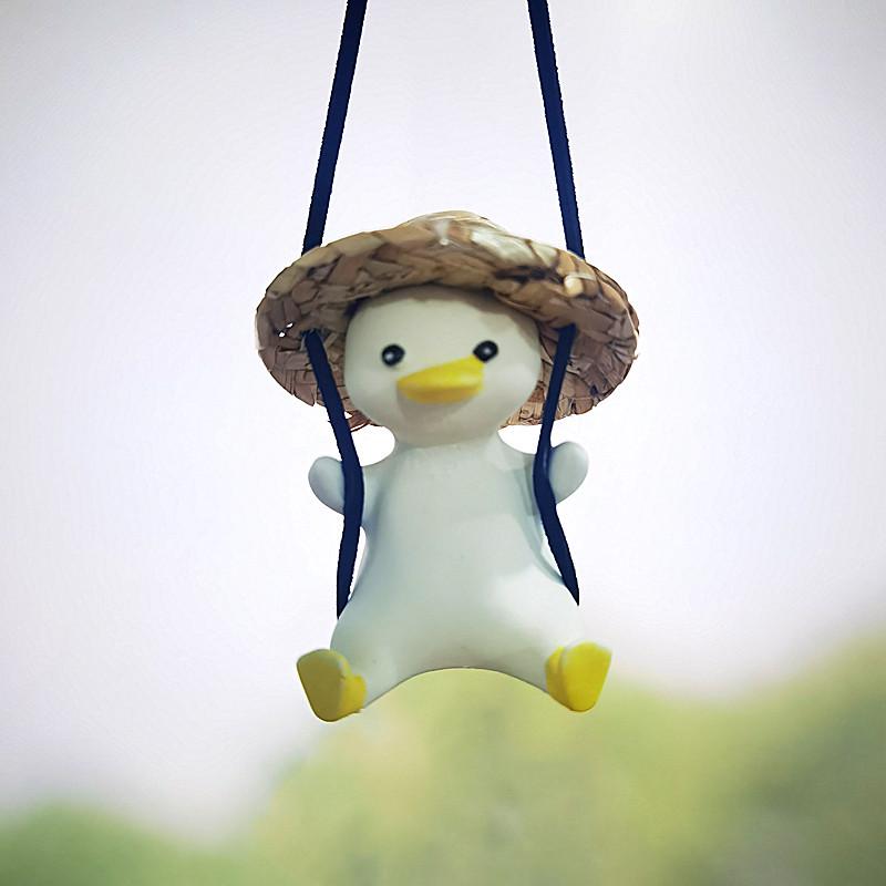 Car Swing Duck Rearview Mirror Pendant - Cute Interior Decoration