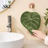 Decorative Bathroom Hand Towel Leaf Shape Towel, Soft Absorbent with Hanging Loop, Loop Cute Maple Ginkgo Design for Kitchen Drying Coral Velvet