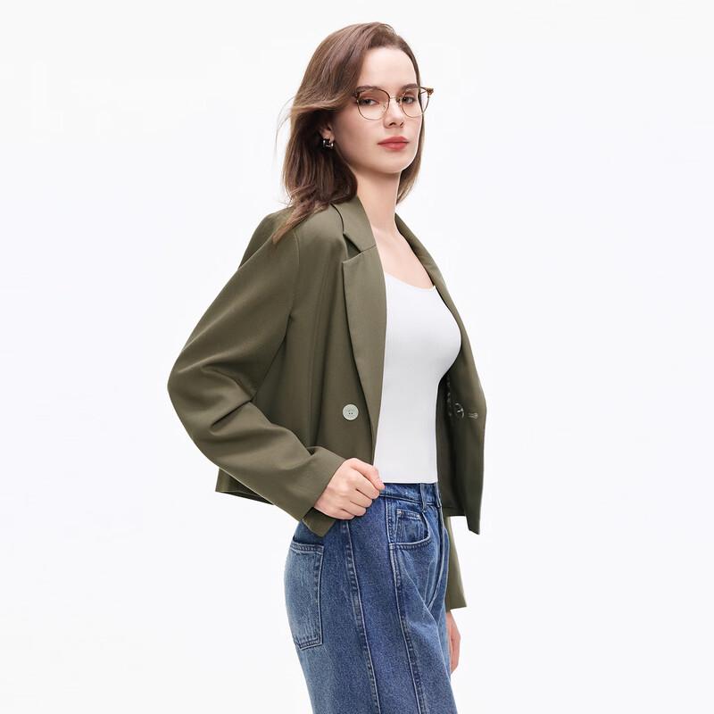 Элегантная укороченная куртка с цветовыми блоками, двухслойная S