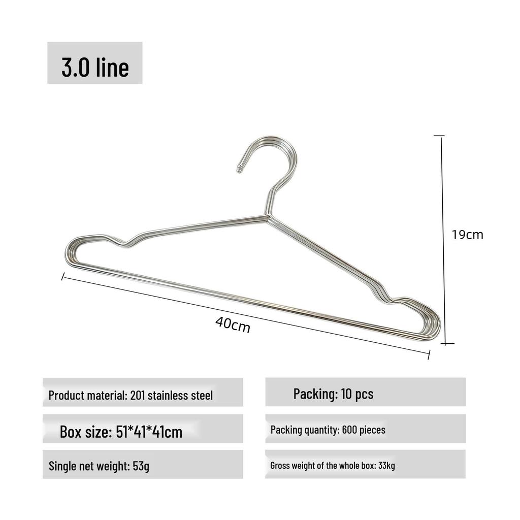 Stainless Steel Non-Slip Clothes Hanger for Balcony & Bedroom - Thick Solid Wire for Wet & Dry Use