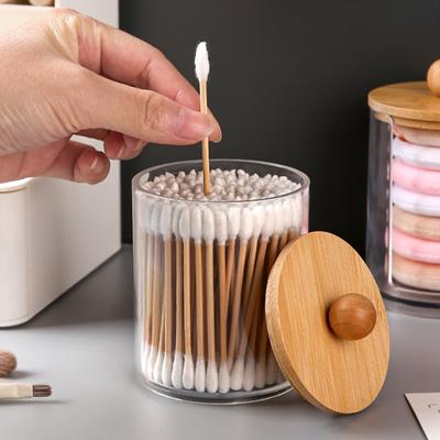 Aufbewahrungsbox für Wattestäbchen, Organizer mit Deckel, transparentes Design, Mehrzweck-Wattebällchen
