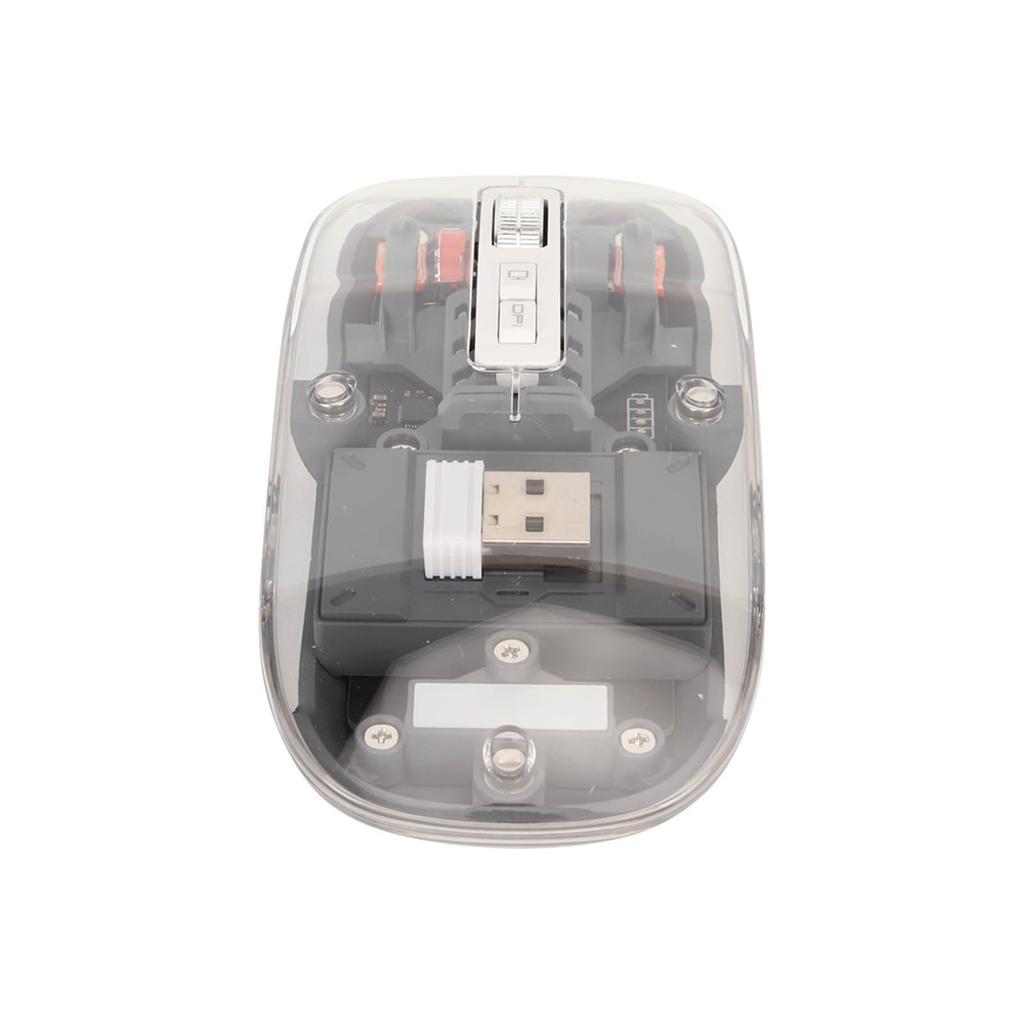 Wireless Bluetooth Mouse Transparent Clear Cool Shell Mute Click Colorful Breathing Lights Laptop Computer Mice Grey