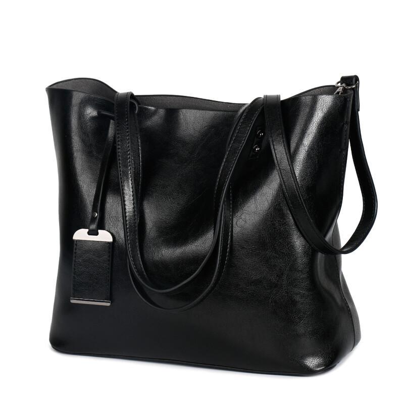New Fashionable Simple Large Capacity Tote Bag Versatile Casual Retro Women's Handbag Oil Wax Leather Designer Shoulder Bag