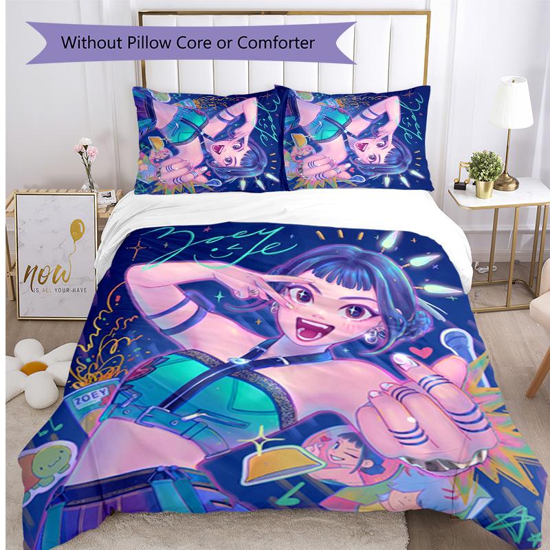 Kpop Demon Hunters Pattern Printed 3PCS Bedding Set, Soft Skin-Friendly Washable Duvet Cover & Pillowcases Set