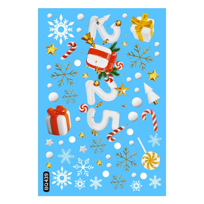 Adesivi per Finestra Pupazzo di Neve di Natale Alce Bianca Babbo Natale Albero di Natale Adesivo da Parete in Vetro Decorazione Buon Natale Felice Anno Nuovo 2025