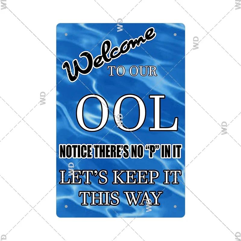 Tin Sign Pool Funny Rules Vintage Plaque Welcome Warning No Swimming Instruction Metal Sign For Home Pool Store Club Wall Decor