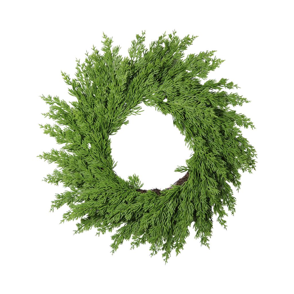 19.7 Inch Pine Wreath for Front Door PE Rattan Artificial Xmas Wreath for Wall Window Porch Indoor Outdoor Decor Green Wreath