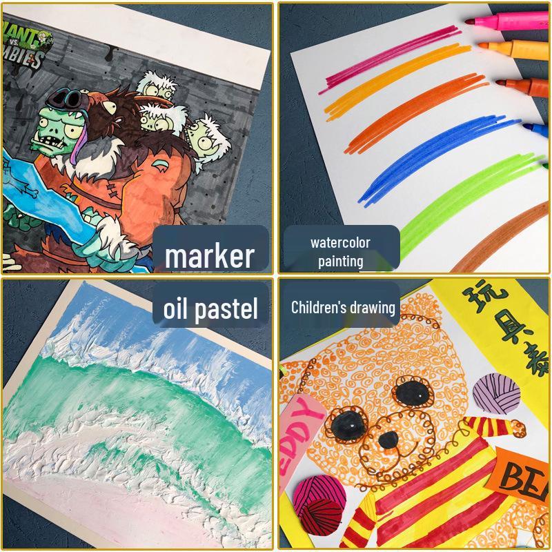 A3 Dutch White Oil Pastel & Marker Drawing Paper - 4K/8K Square Sheets for Art & Hand-Copied Newspapers