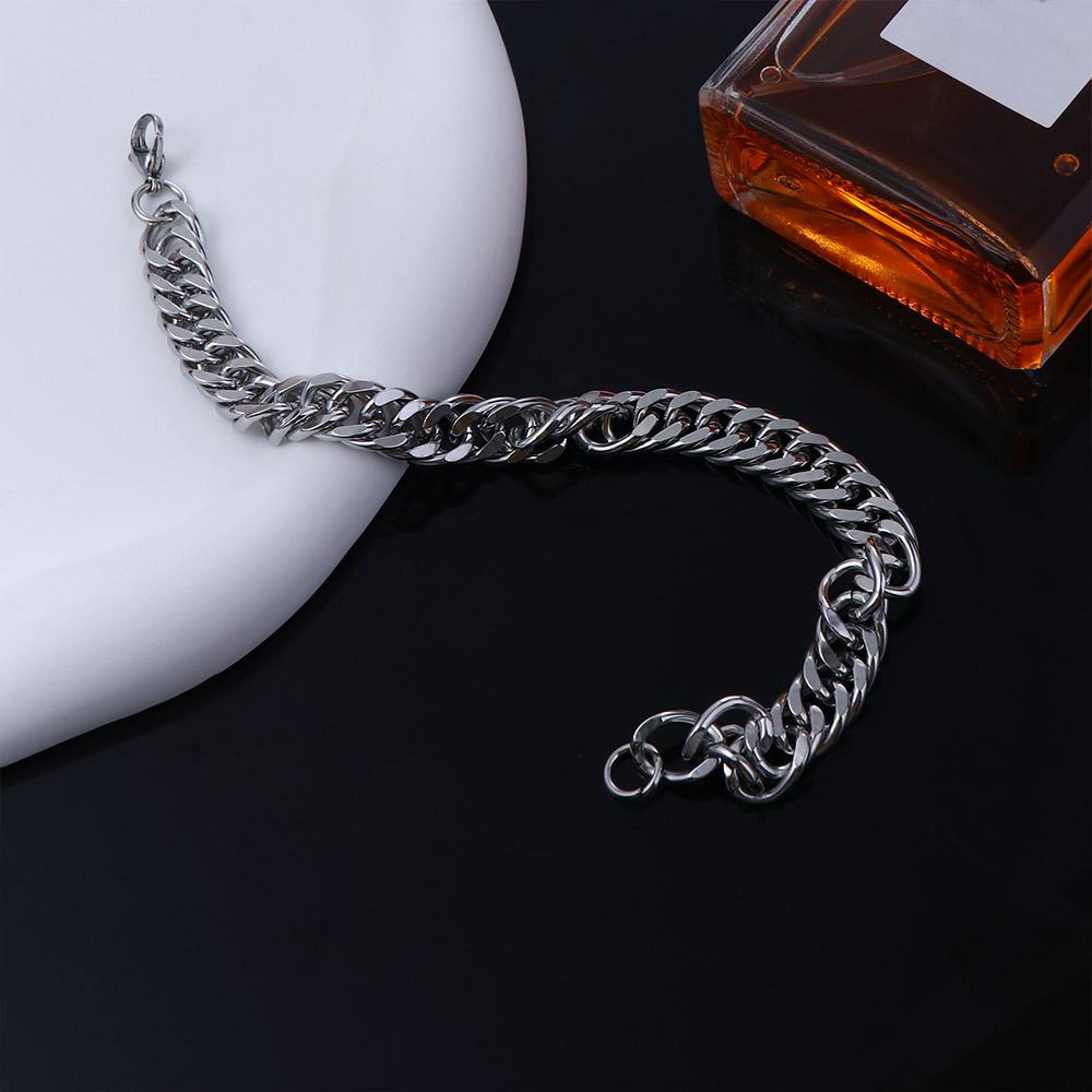 Link Chain Punk Hip Hop Silver Color Accessories Heavy Chain Men's Bracelets Punk Jewelry Bracelets