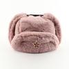 Warm Winter Military Style Earflap Hat Men Women With Embroidered Soviet Emblem Faux Fur Lined Outdoor Cap