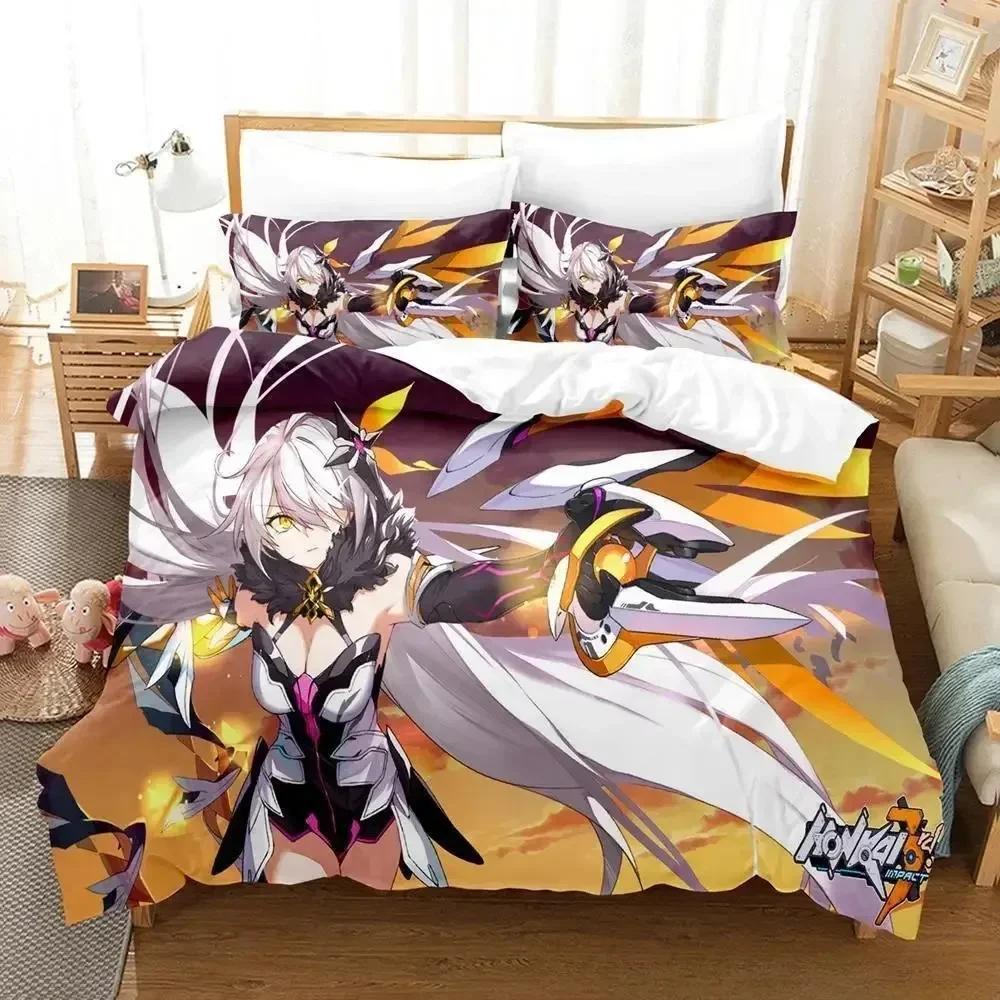Game Honkai Impact 3 Bedding Set Printed Bed Set With Pillowcase Bed Duvet Cover Soft Queen King Size Bedclothes Home Adult Kid