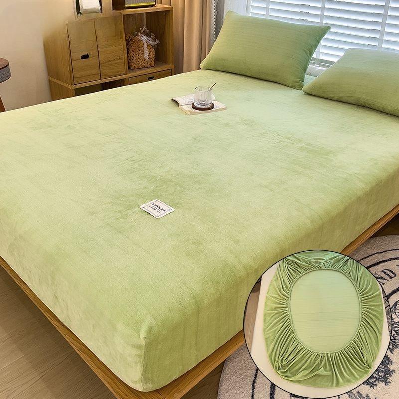 2024 lenjerie de pat moale și caldă de pluș husă elastică pentru saltea lenjerie de pat pufoasă din fleece de corali cuplu de iarnă lenjerie de pat dublu de lux