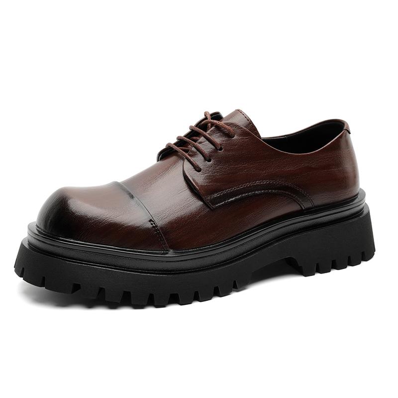 

Fashion Fashion thick soled men s leather shoes Retro British style Plus Size outdoor street Daily trendy shoes for young people Brogue 38 коричневый