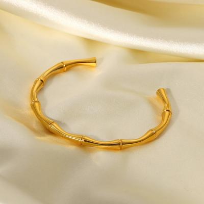 Europäisches und amerikanisches INS Internet-Berühmtheiten-Design offenes Bambusarmband Armband Armband 18 Karat Gold Edelstahl Galvanik Armband