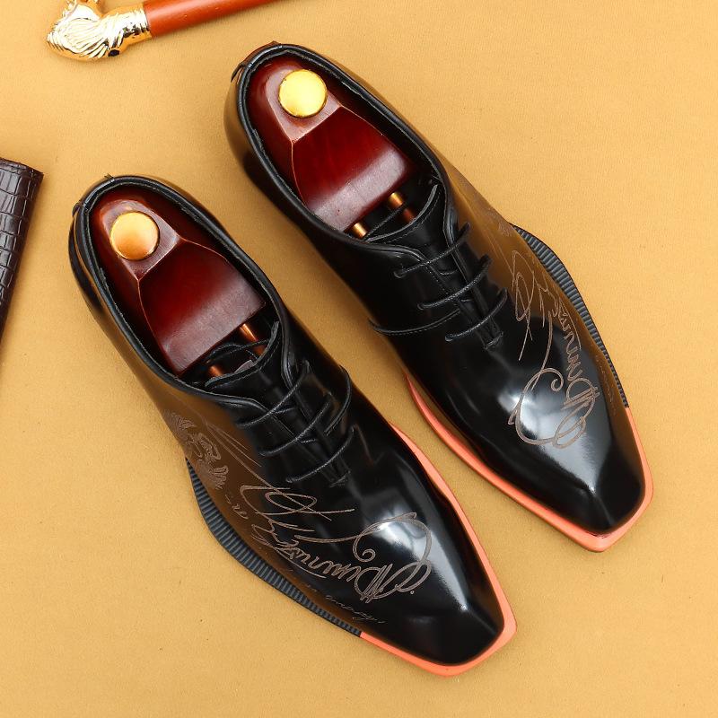 Foreign Trade Explosion Herrenschuhe Lackleder Glänzende Lederschuhe Herren Echtes Rindsleder Britische Business-Abendschuhe