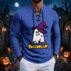 Men's Vintage Halloween Print Lace-Up Long Sleeve T-Shirt