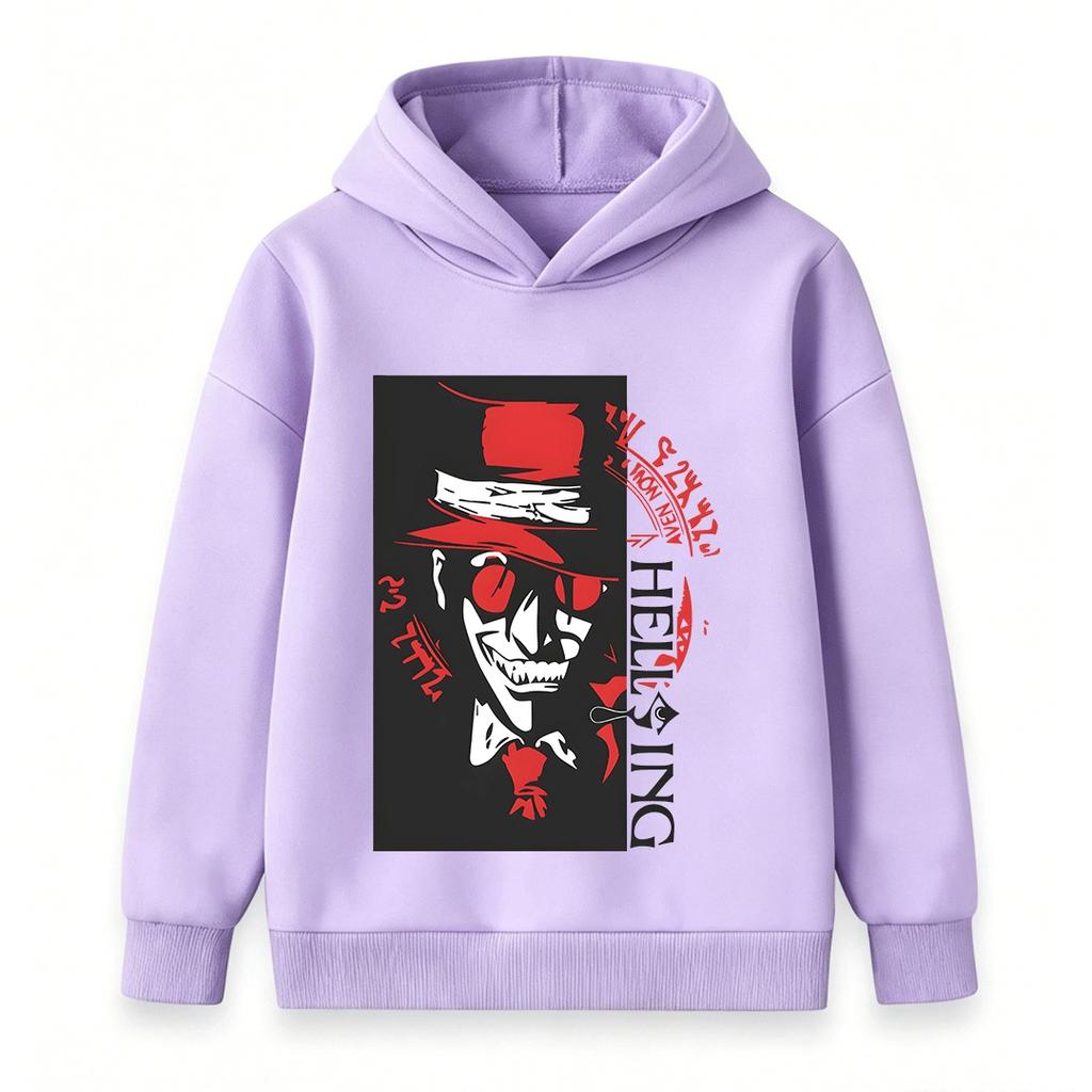 Kids Boys Girls Pullover Hoodie, Cool Cartoon Vampire Pattern Long Sleeve Casual Sweatshirt for Daily Wear