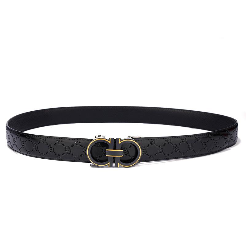 Men'S Belt Leather Travel Business Belt Simple Casual Versatile Automatic Buckle Belt High-End New Model