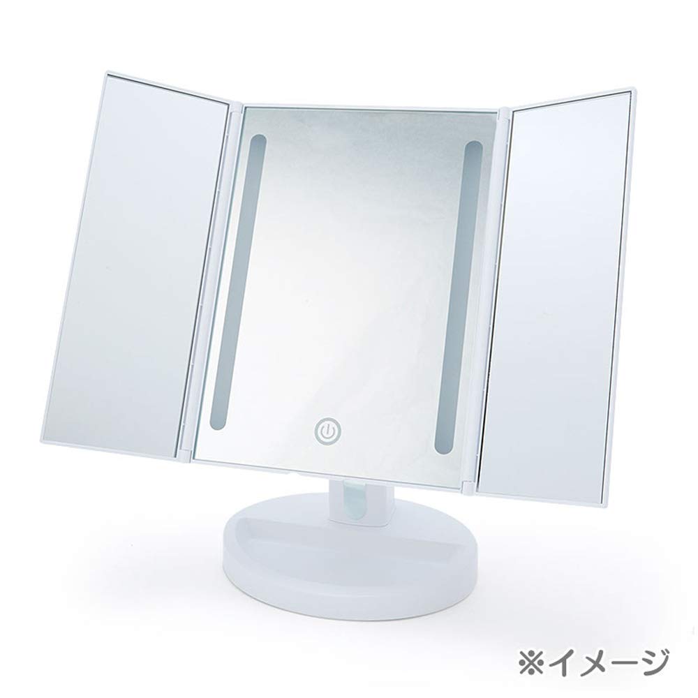 Sanrio Kuromi Lighted Mirror, Approx. 33.5 x 12 x 28.5 cm (with door open), ABS Resin Glass, 064271