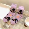 Women's Coral Fleece Socks for Halloween Festivities Cute Pumpkin Ghostly Witch Hat Print Cozy Fuzzy Slipper Ankle Socks