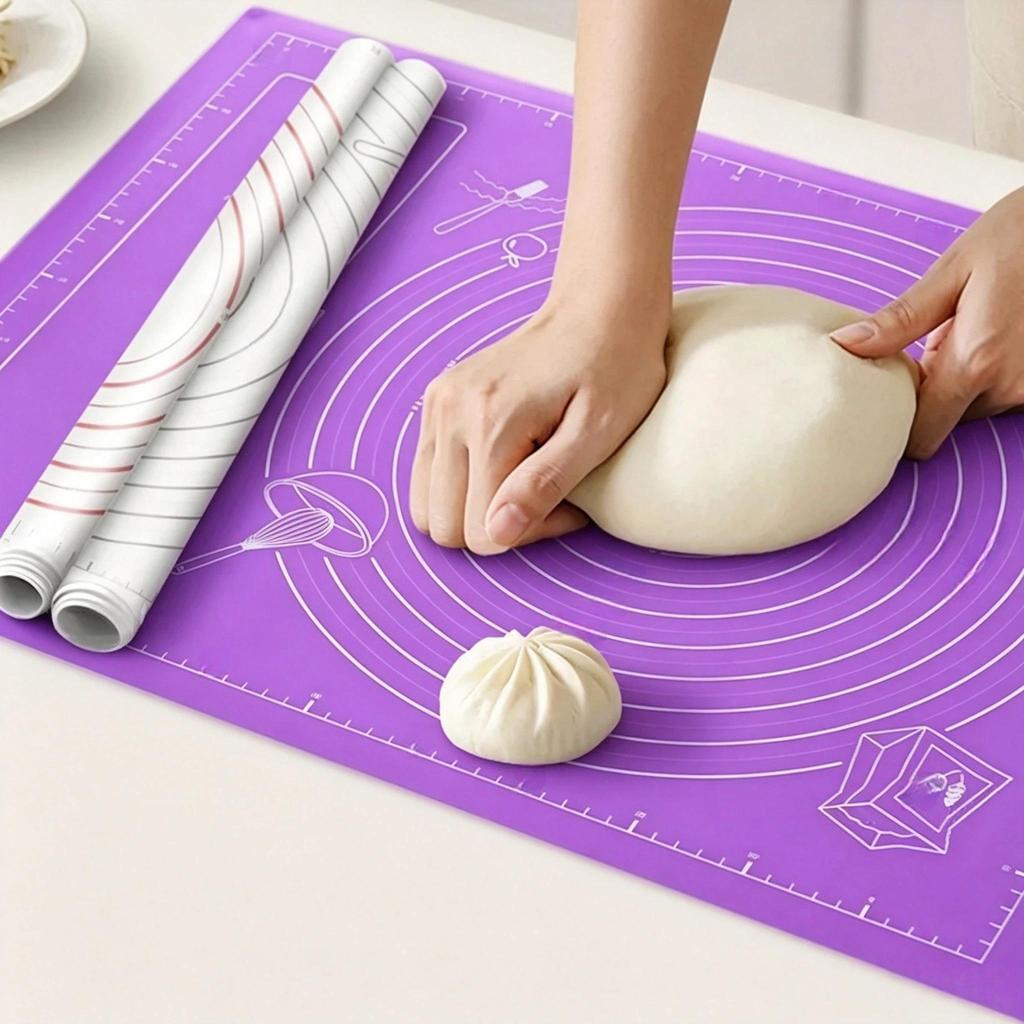 Large Silicone Baking Mat, Extra Thick Non-Stick Dough Kneading Mat with Measurement Scale for Pastry, Pizza, Bread & Baking