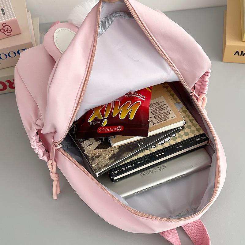 School bag, solid color cute rabbit backpack, girls' backpack, commuting elementary school student's backpack, new little rabbit backpack