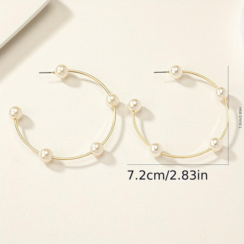 Atmospheric Temperament Pearl Beaded Ladies Party Pie Wedding Vacation Travel Leisure Versatile Earrings