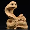 Cypress Wood Carving Snake Ornament, Solid Wood Carving Lucky Transfer Zodiac Snake Hand Piece Home Decoration Crafts Figurines