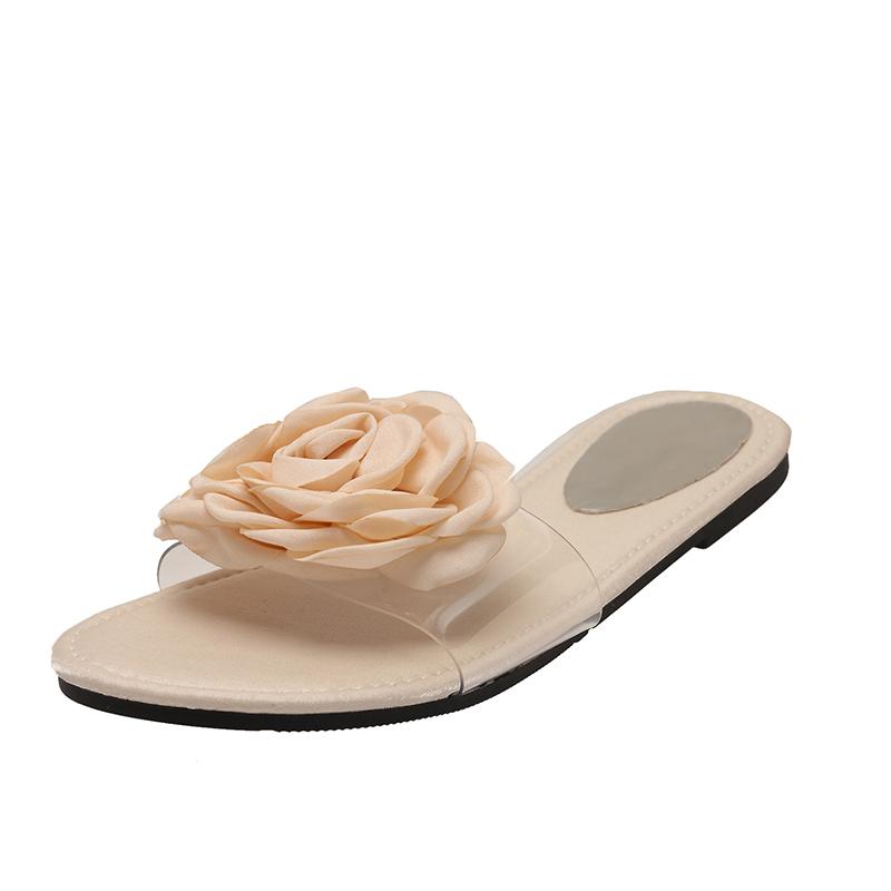 Women Slippers 2026 New Summer Elegant Women Shoes Trend Comfortable Flat Slippers Fashionable Flower Sandals Home Slides Women