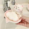 Niedliche Katze Rutschfeste Basis Katzenseifenschale Pastellrosa Weiße Katze-förmige Seifenbox Kreatives Design Entzückender Seifenständer Waschbecken