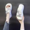 Internet celebrity slippers women's summer wear new fashion muffin soft bottom rhinestone beach sandals large size