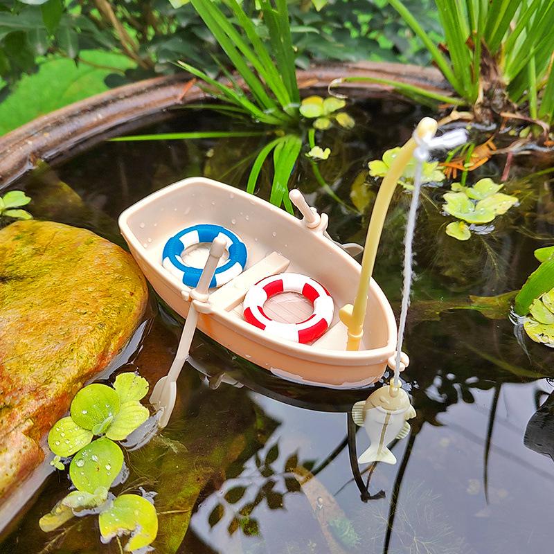 Miniature Floating Boat Ornament - DIY Model for Fish Tank & Landscaping