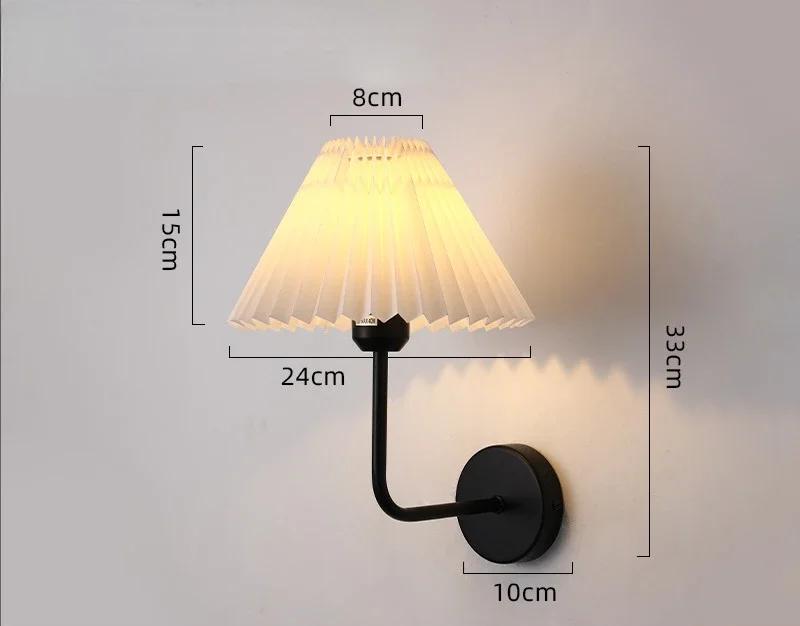 Modern Simple Wall Lamps LED Metal Curved Pleated Lampshade Wall Lamp Nordic Room Decor Living Room Aisle Background Wall Lights