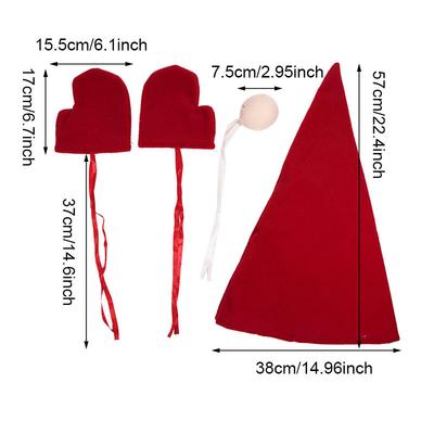 Christmas Set Red Tree Top Hat Nose Glove Decorations Merry Christmas Tree Decor Household Party Decor Home
